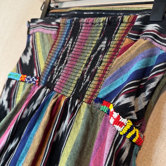 Anthropologie Edme & Esyllte Strapless Aztec Print Dress Beaded Waist Boho 0 - Picture 11 of 11